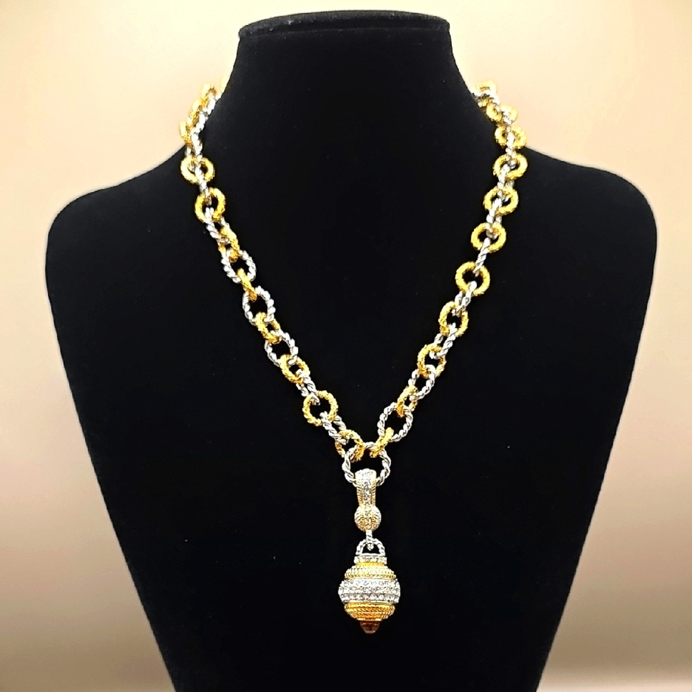 Elegant 2 Tone DSMK Stainless Steel Necklace